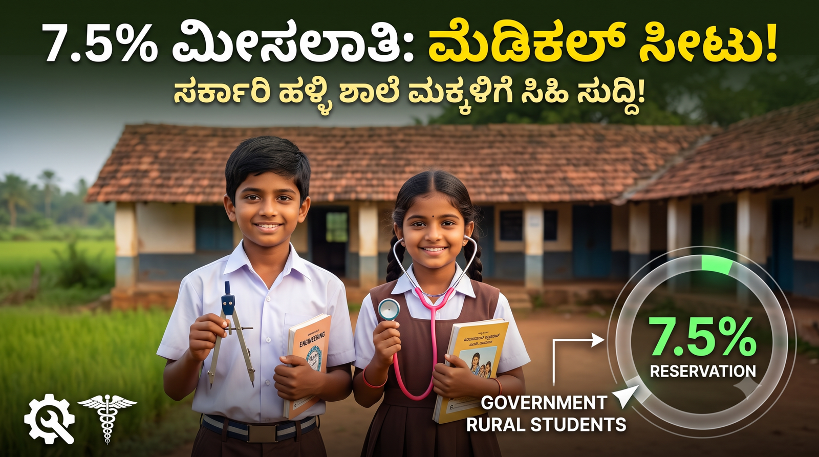 ಕರ್ನಾಟಕದಲ್ಲಿ ಗ್ರಾಮೀಣ ಸರ್ಕಾರಿ ಶಾಲಾ ವಿದ್ಯಾರ್ಥಿಗಳಿಗೆ 7.5% ಮೀಸಲಾತಿ ನಿಯಮದ ಸಂಪೂರ್ಣ ವಿವರ ಮತ್ತು ಅರ್ಹತೆಗಳು.